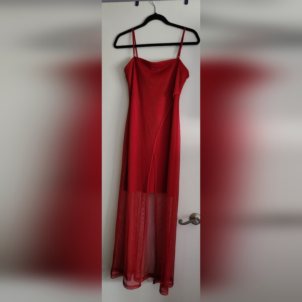 Next Up Red Mesh Overlay Dress Size M NWT